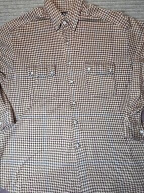 WILLIS & GEIGER Heavy Duty ELBOW PATCH Houndstooth Ranch Work Field Mens M Shirt